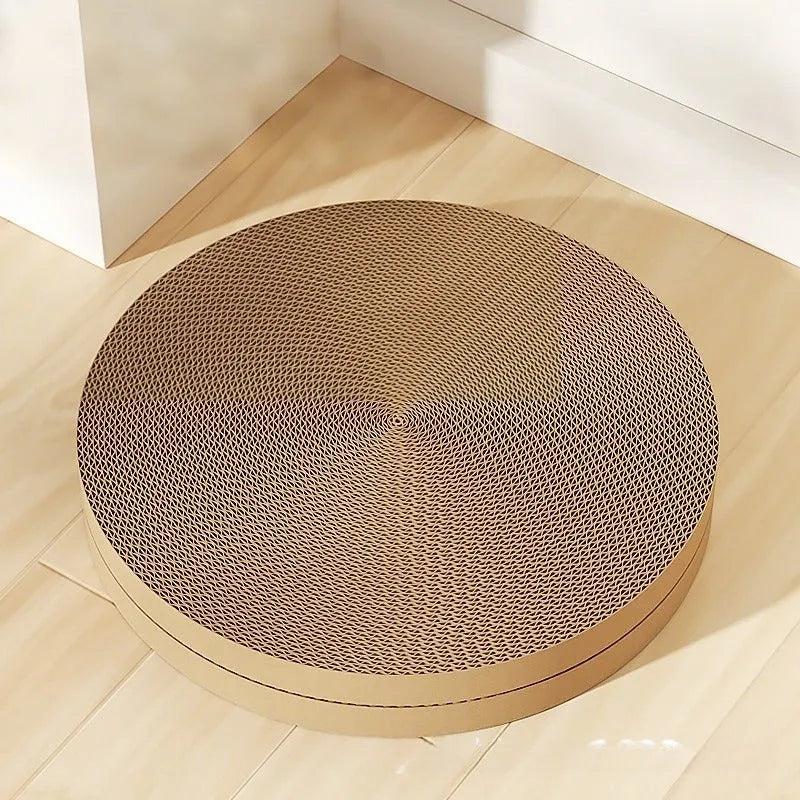55cm round cat scratching board with replaceable corrugated paper surface in green colour