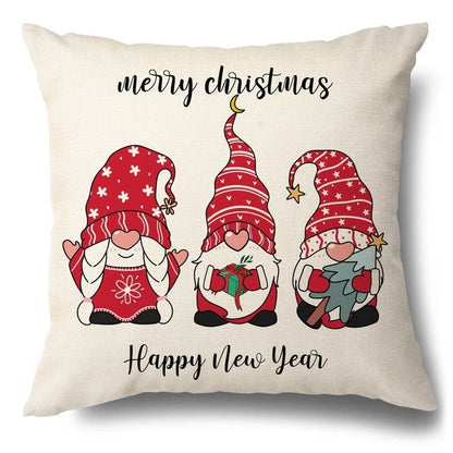 Christmas Hugging Pillowcase with flax elk design for festive home decor