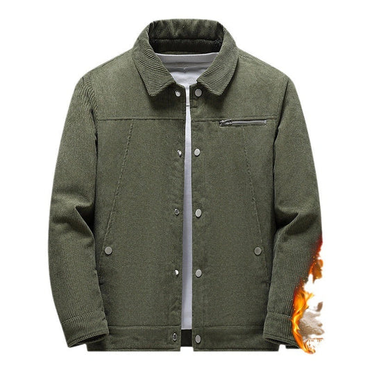 Retro slim corduroy jacket in gray, black, khaki, and army green with thick lapels