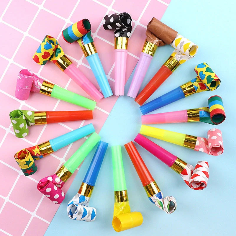 Colourful dragon-themed plastic hammers or sticks, perfect as party favours for children's events and celebrations