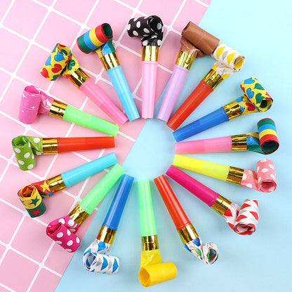Colourful dragon-themed plastic hammers or sticks, perfect as party favours for children's events and celebrations