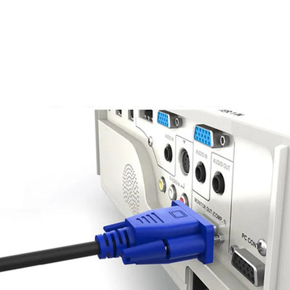 Black VGA video cable with blue mould head, 1.5 metres long for computer to monitor connections