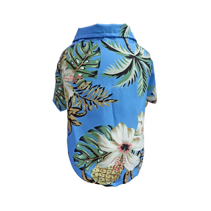 Breathable Hawaiian-style pet shirt for dogs and cats in various tropical colors and patterns