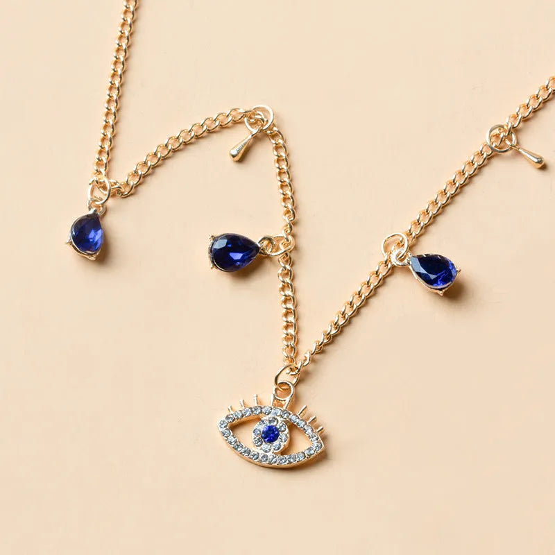 Gold plated alloy Devil's Crystal Necklace with pendant, adjustable 21cm to 50cm circumference, fashion women's jewellery