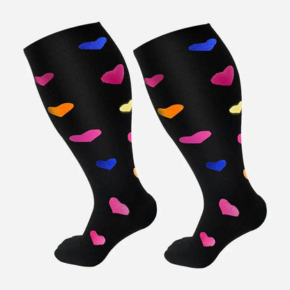 Premium plus size compression socks with breathable bamboo fibers, innovative compression technology, and stylish designs for active lifestyles