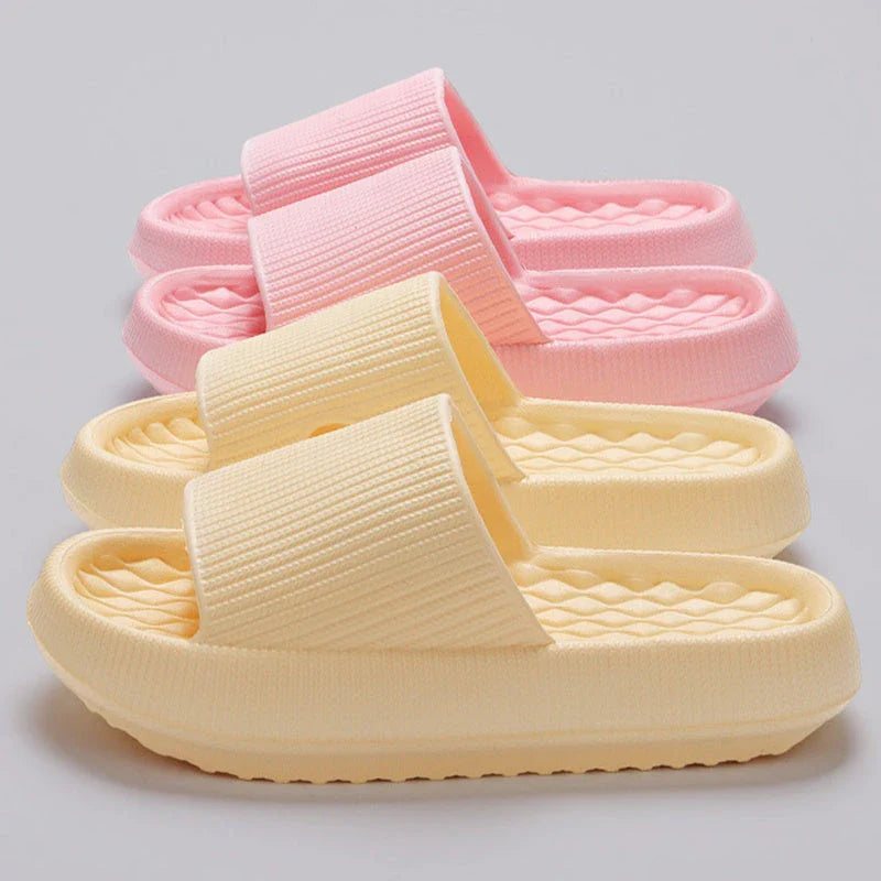 Comfortable and stylish EVA flip flops in various colors with unique rhombus stripe design