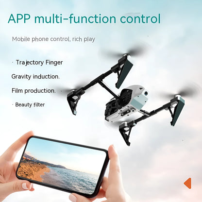 KS66 UAV drone with optical flow positioning camera in flight showing aluminium alloy brushless motor construction