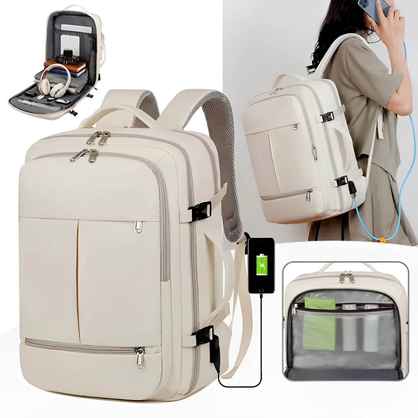 Large waterproof oxford cloth backpack with multiple pockets for 15.6 inch computers and business travel