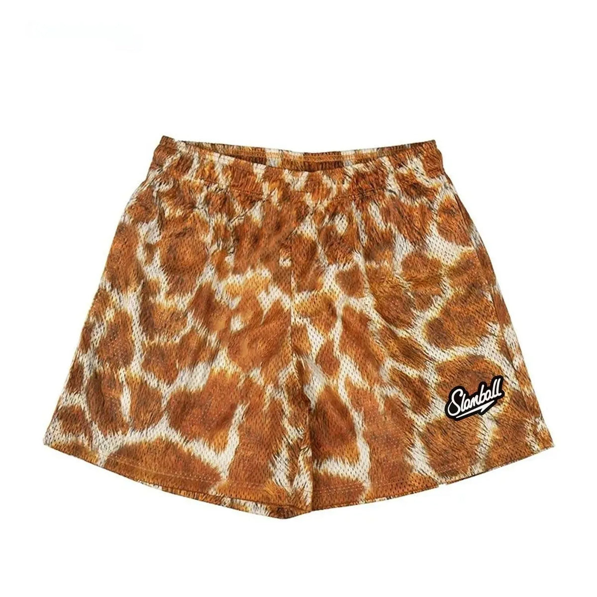 Men's leopard print quick-dry polyester sports shorts for basketball and fitness training
