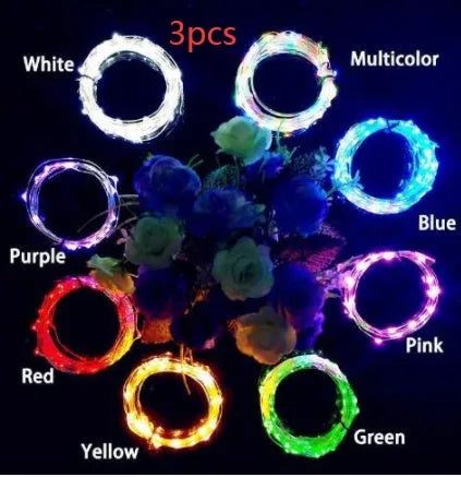 2 metre copper wire LED string lights with 20 warm white bulbs and wine bottle stopper for decorative lighting