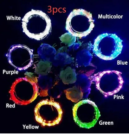 2 metre copper wire LED string lights with 20 warm white bulbs and wine bottle stopper for decorative lighting