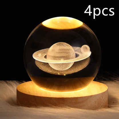 Enchanting galaxy crystal ball night light with 3D pattern, creating a mesmerizing celestial display for bedroom decor