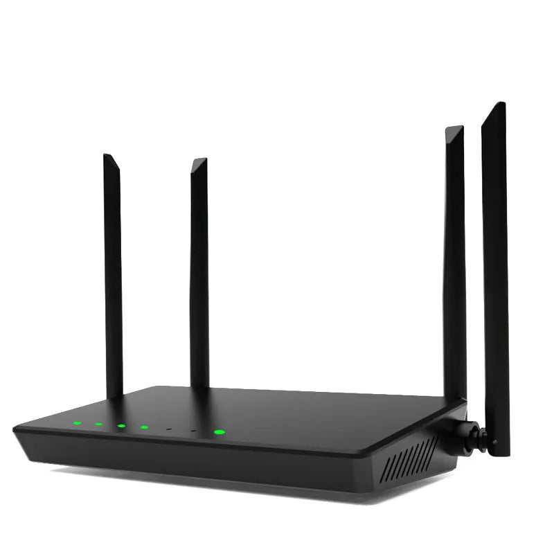 Portable 300m home wifi router with five Ethernet ports in black or white colour options