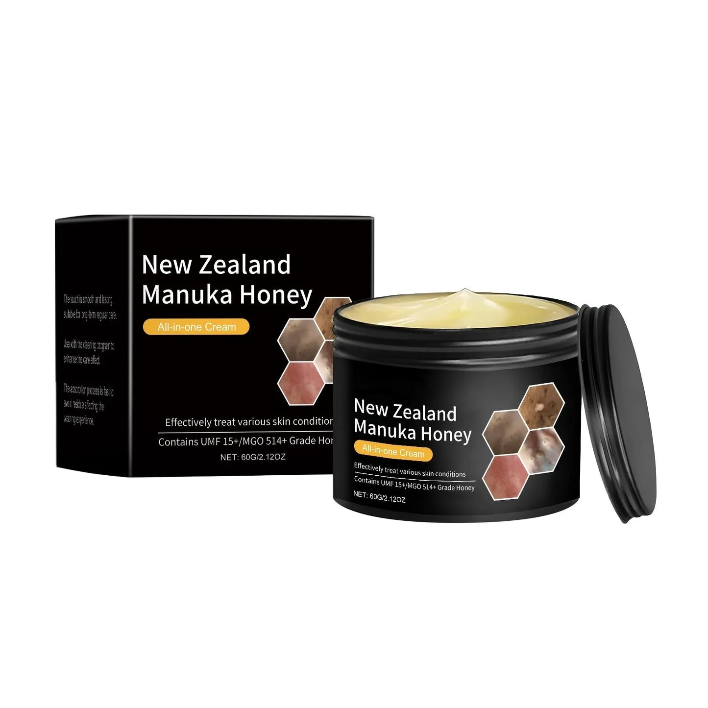 60g eczema repair cream container with honey and mint leaves formulation