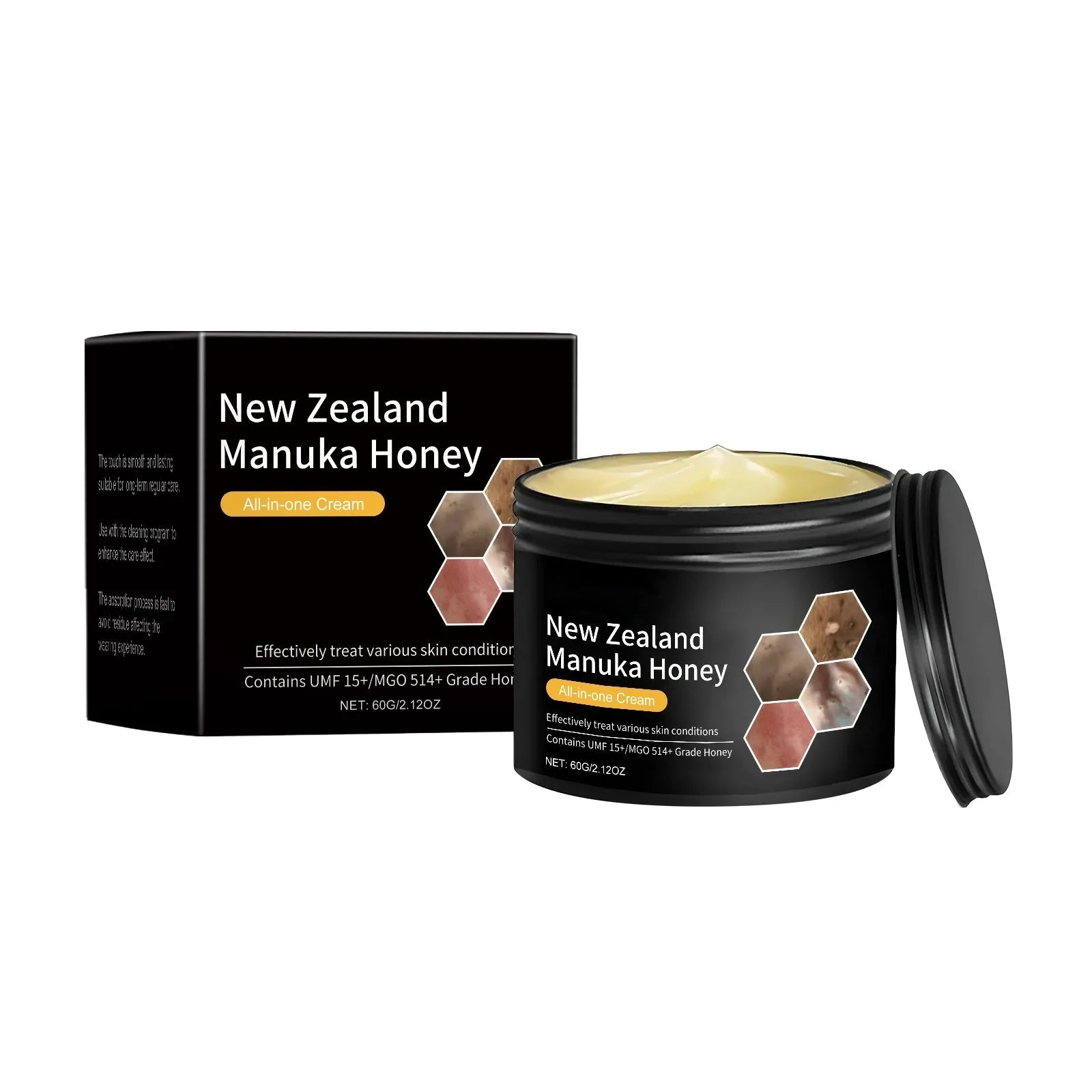 60g eczema repair cream container with honey and mint leaves formulation