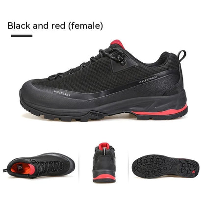 Low-top mountain climbing shoes leather mesh upper non-slip rubber outsole hiking boots casual wear