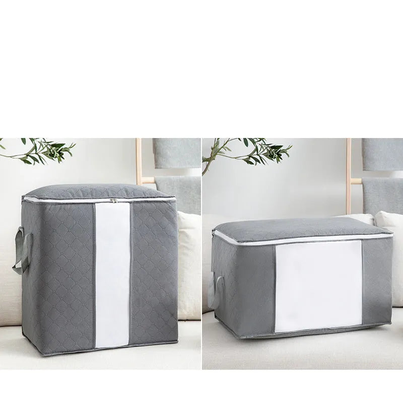 Non-woven storage bag in beige with Japanese handbag design, seal closure, and dimensions 60x40x35cm for quilt organisation