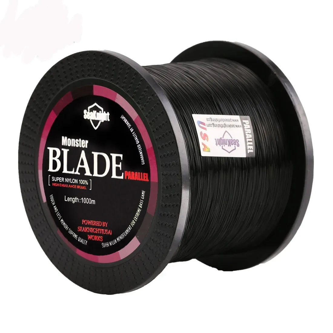 Seaknight 1000 M nylon fishing line spool in one of five colours: white, green, blue, yellow, or black.