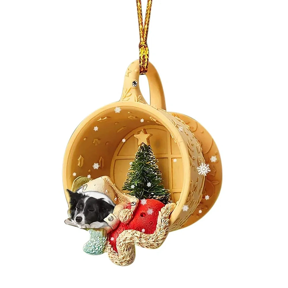 8cm clear acrylic sausage dog hanging ornament in colour variant 1, simple commemorative dachshund design for home decor