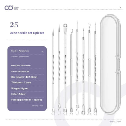 Four metal acne needles with ultra fine pointed tips for precise spot treatment skincare
