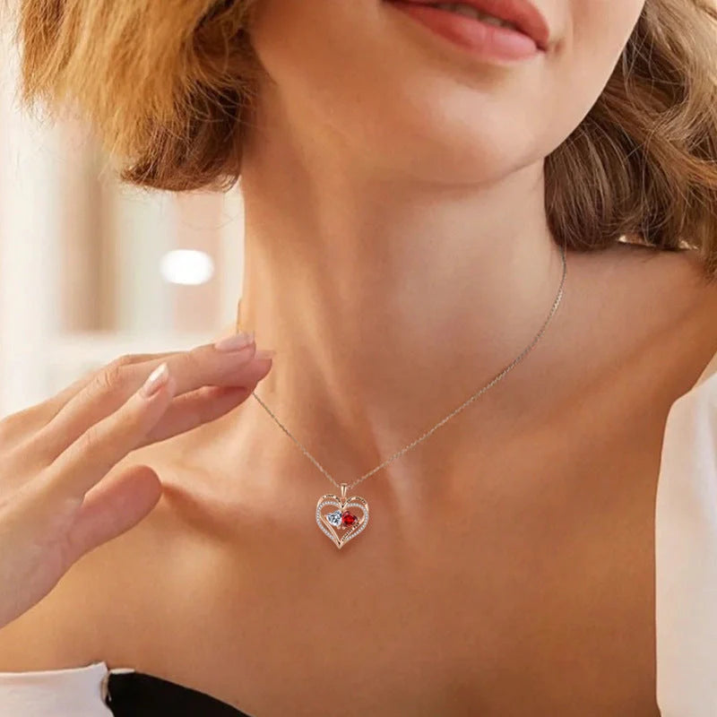 Elegant S925 silver heart-shaped necklace with rhinestone embellishments, a timeless and sophisticated fashion accessory.