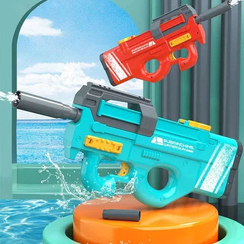 High-powered P90 electric water gun with long range and large capacity for outdoor summer fun