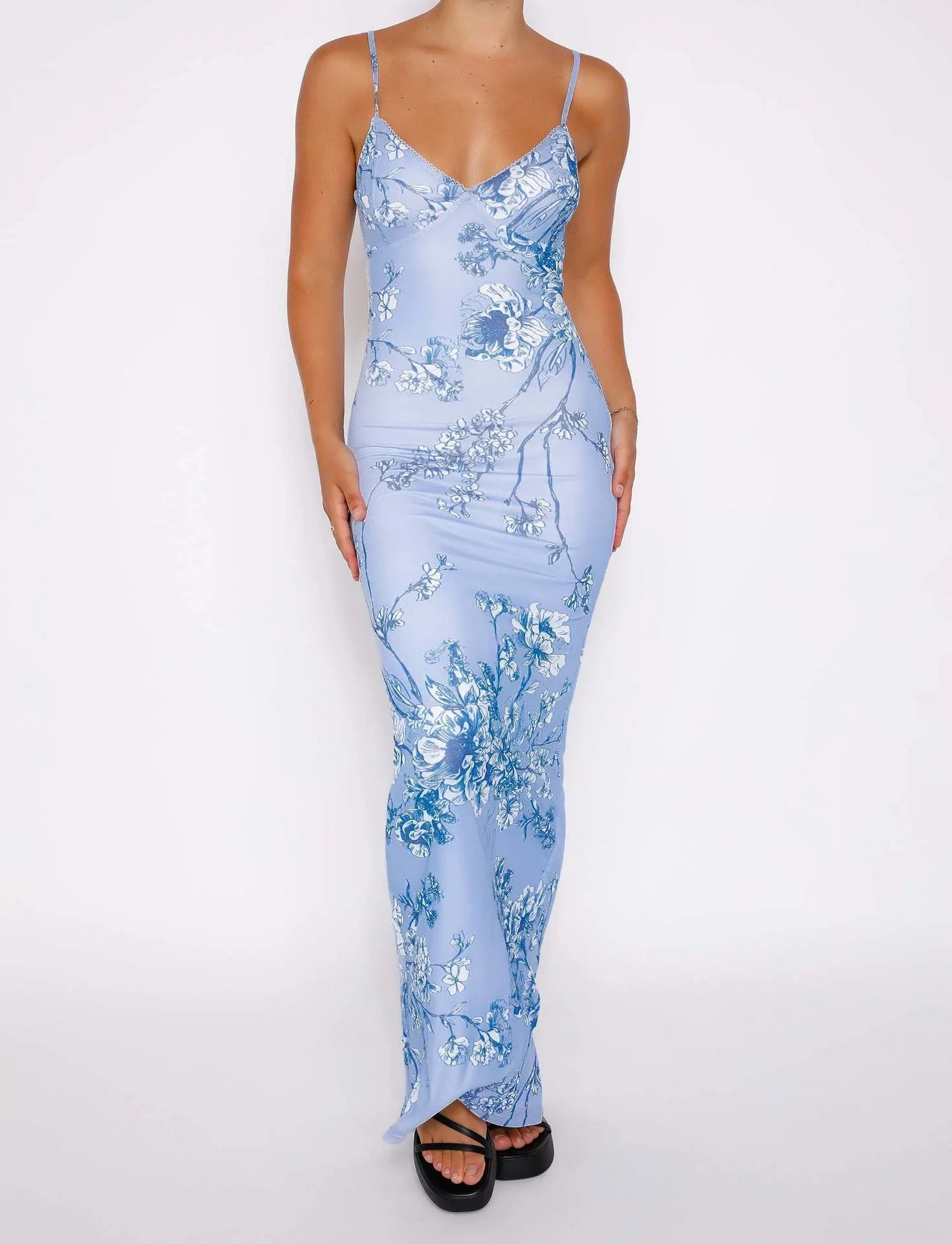 Y2K floral print summer slip dress for women in various colours