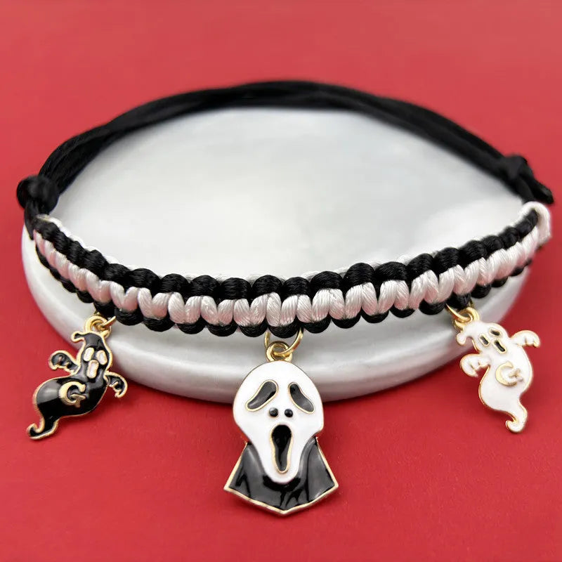 Halloween pet collar decoration with zinc alloy charms in pumpkin bat design on a black collar