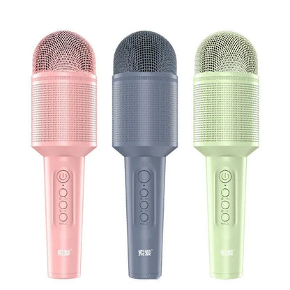 Wireless Bluetooth karaoke microphone in pink, blue or green colour with USB connection option