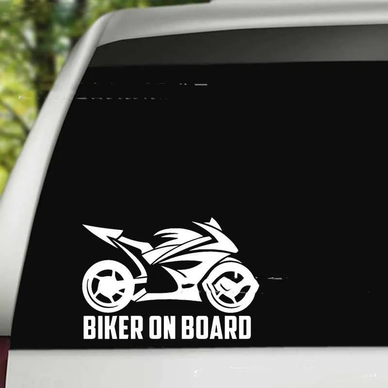 Motorcycle pattern reflective sticker on vehicle surface in various colours