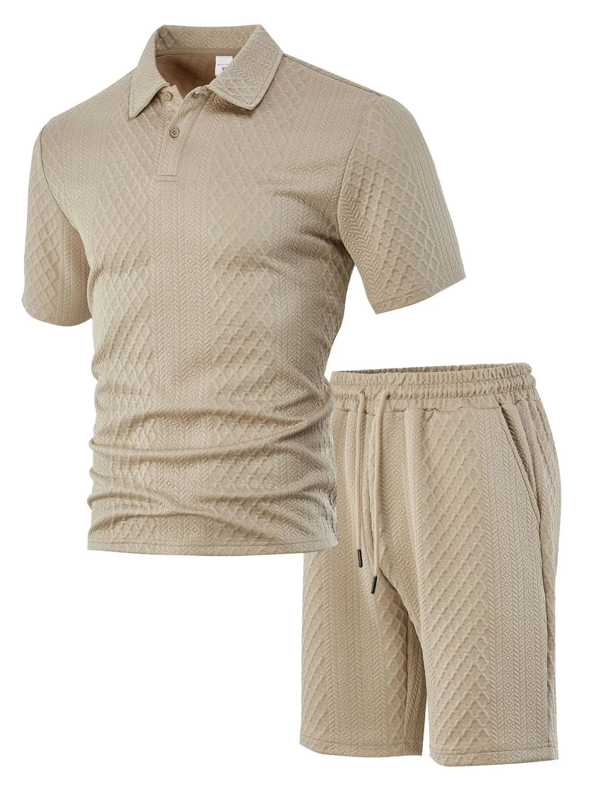 Men's patterned cloth short sleeve casual suit set in multiple colour options