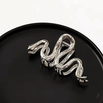 Silver Slytherin snake metal hair clip barrette measuring 10.5 cm on a white background.