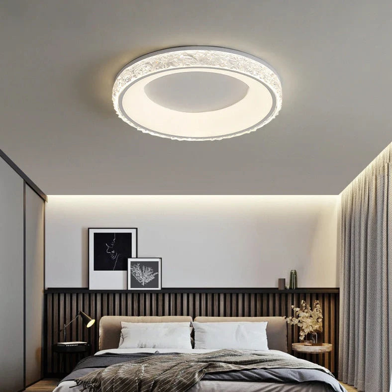 Circular 50cm bedroom ceiling lamp with Nordic design in black, gold, or white finish options