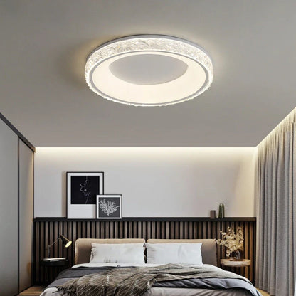 Circular 50cm bedroom ceiling lamp with Nordic design in black, gold, or white finish options