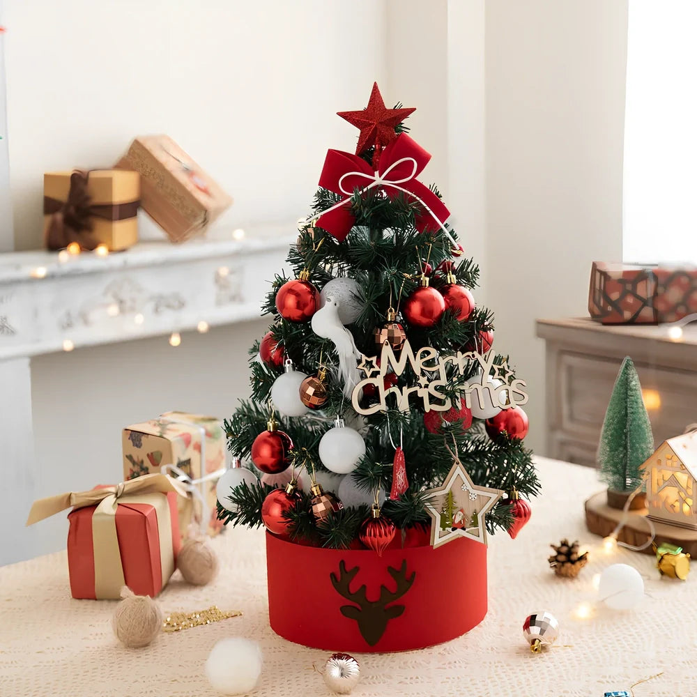 Red and white desktop Christmas tree in 45cm and 60cm sizes with PVC branches