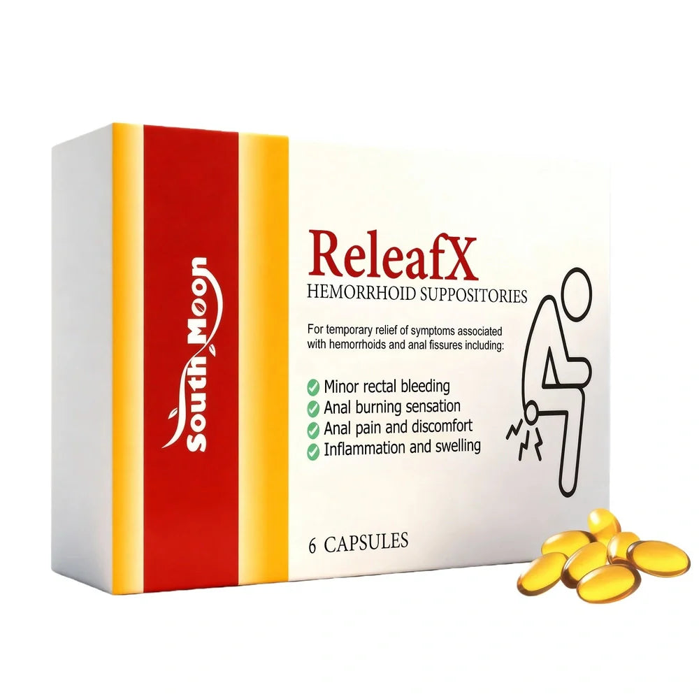 Perianal Soothing Capsules pack with 6 capsules containing vitamin E and menthol for perianal care