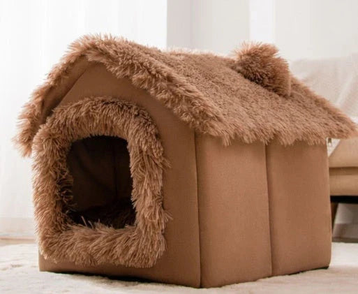 Cozy and Foldable Pet Bed for Dogs and Cats: Premium Synthetic Fur, Self-Warming, and Non-Slip Design