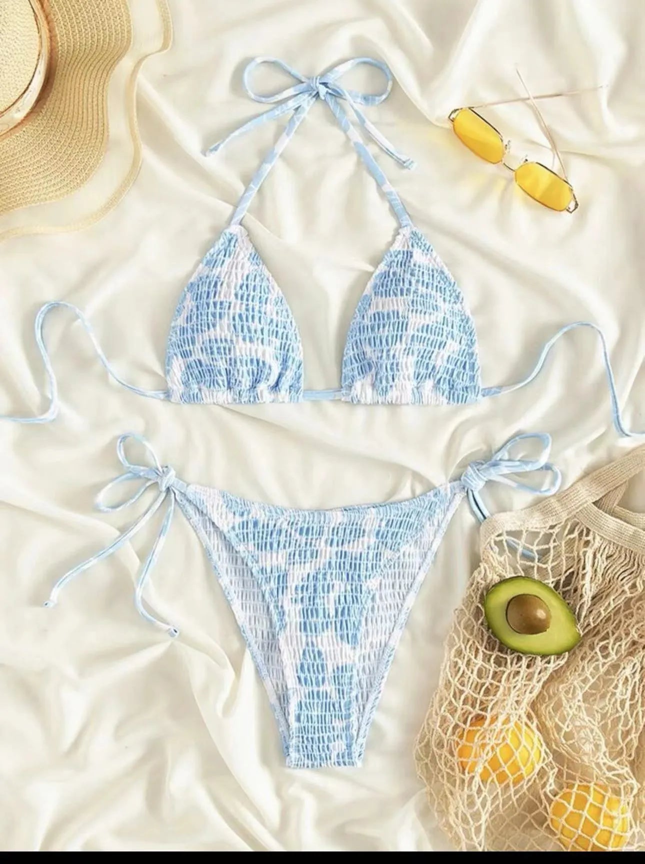 Women's floral halter swimsuit bikini set in multiple colours with brief bottoms