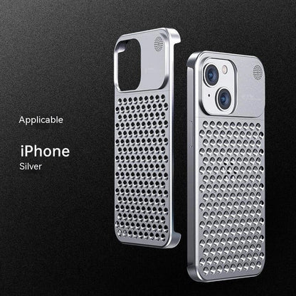 Aluminum alloy iPhone case with hollow design for heat dissipation and aromatherapy feature