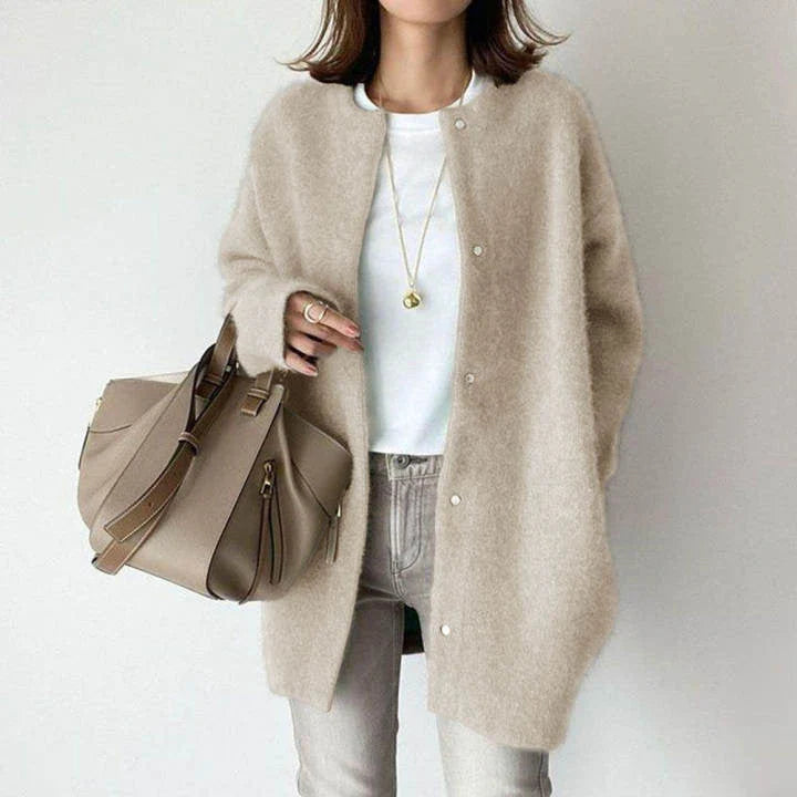 A stylish and cozy knit cardigan jacket in a variety of colors, perfect for autumn and winter wear