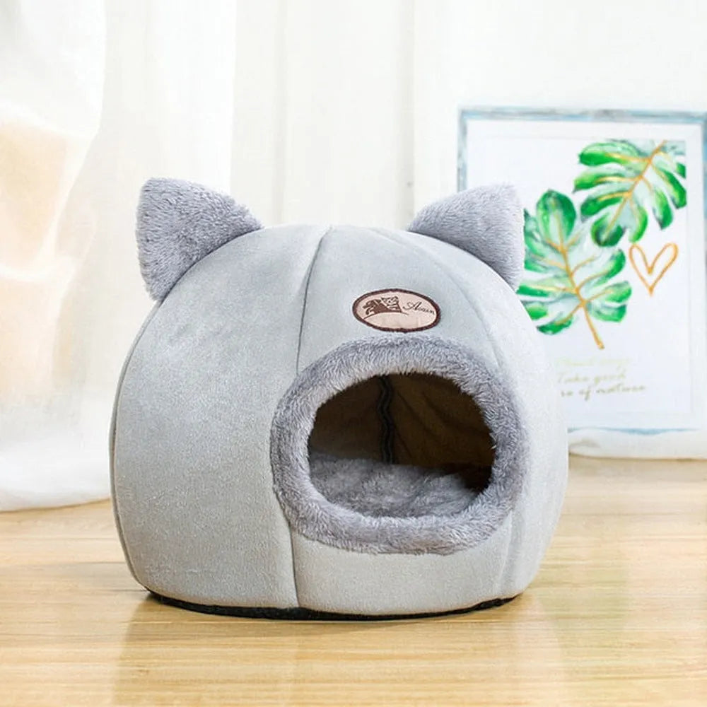 Fully enclosed winter cat nest sofa bed with soft cushion in large size
