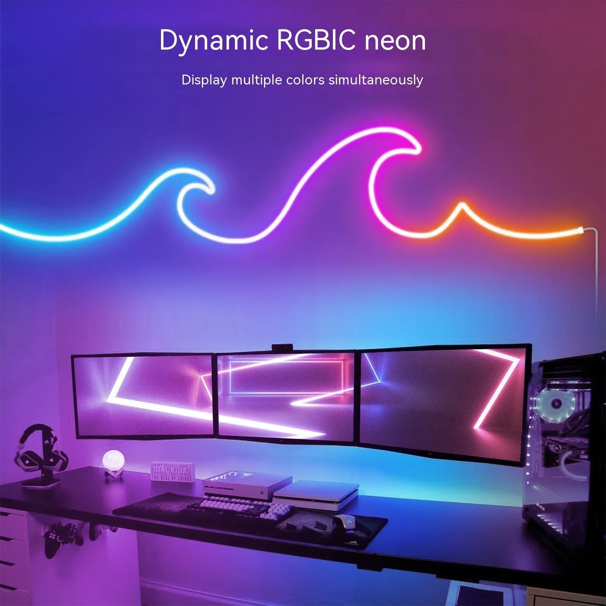 Colour changing LED neon strip light with 3535 beads, 60 LEDs per metre, 10W per metre, 215mm x 55mm