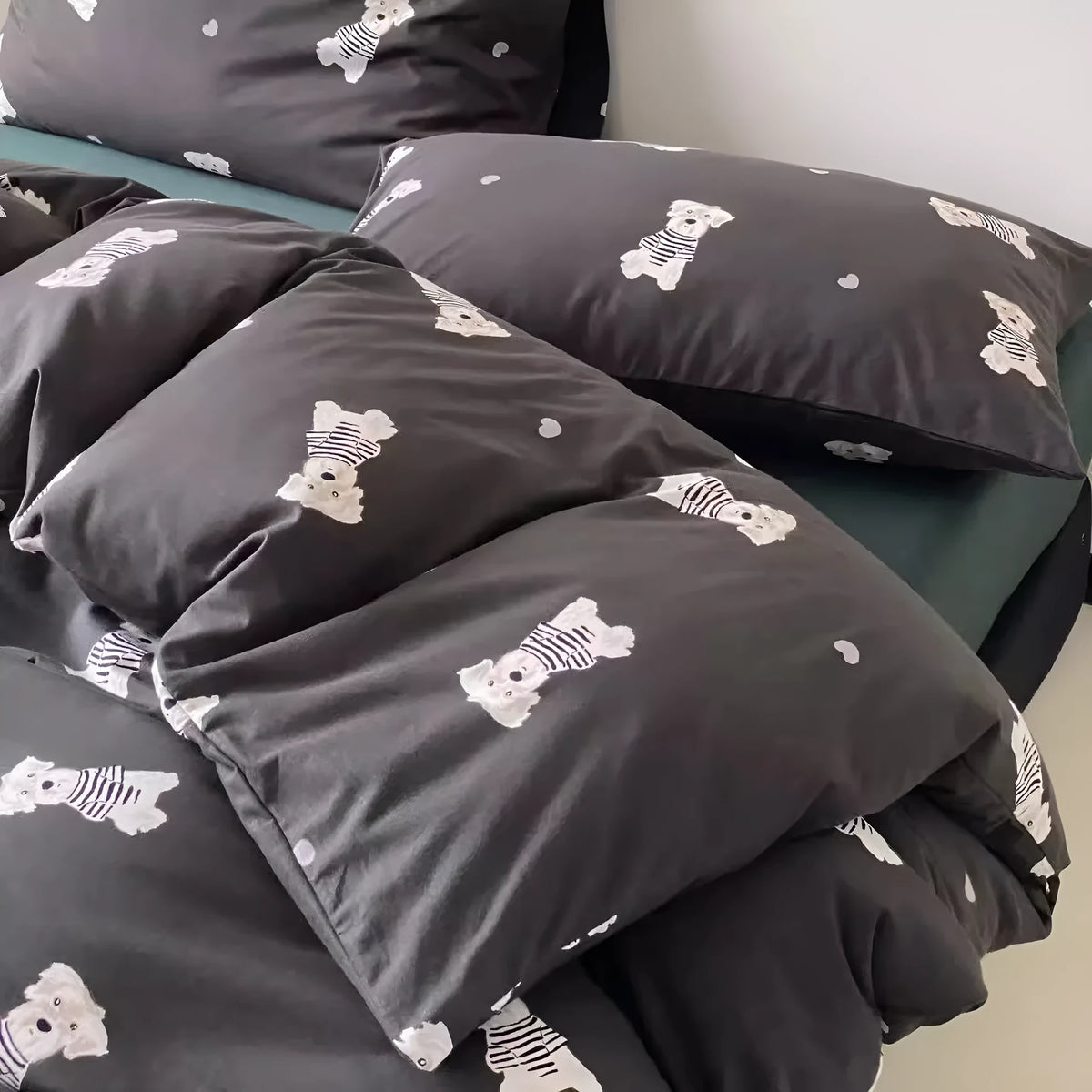 Pure cotton printed bedding set with quilt cover, sheet, and pillowcases in 1.2m to 2.0m sizes