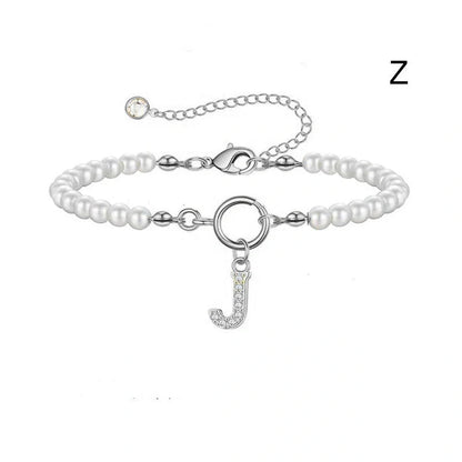 2024 Fashion Toggle Clasp Initial Bracelet with 6mm Pearl