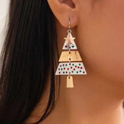 Christmas Tree Necklace and Earrings Set with five-pointed star design in mixed colours