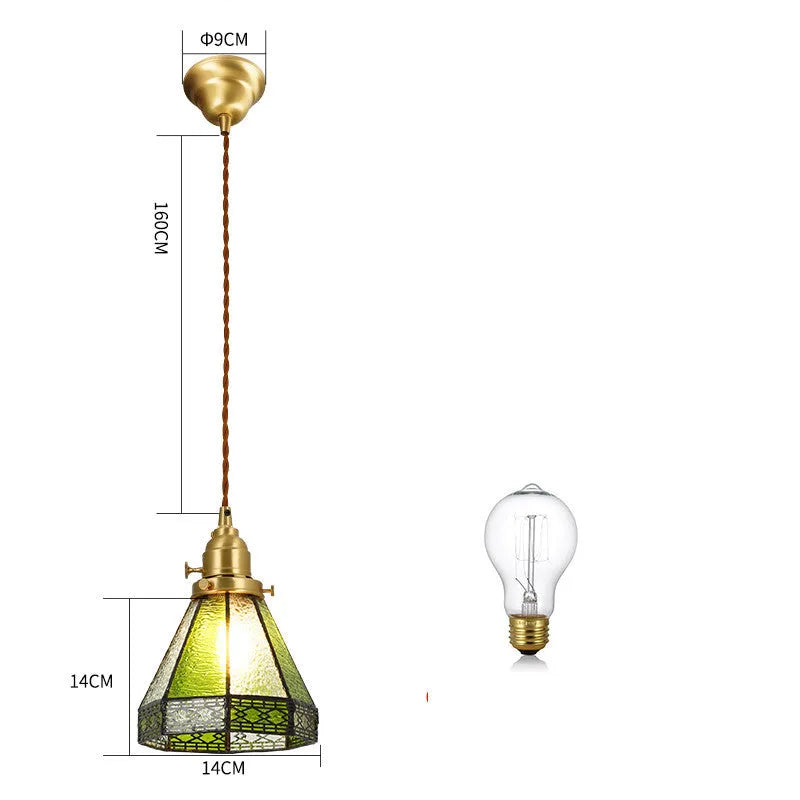 Japanese retro brass and glass chandelier with hand-blown shades and walnut wood details