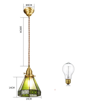 Japanese retro brass and glass chandelier with hand-blown shades and walnut wood details