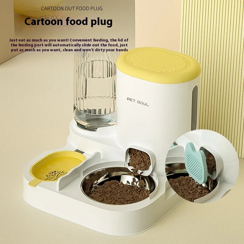 Automatic cat water fountain with dual stainless steel bowls in avocado green colour