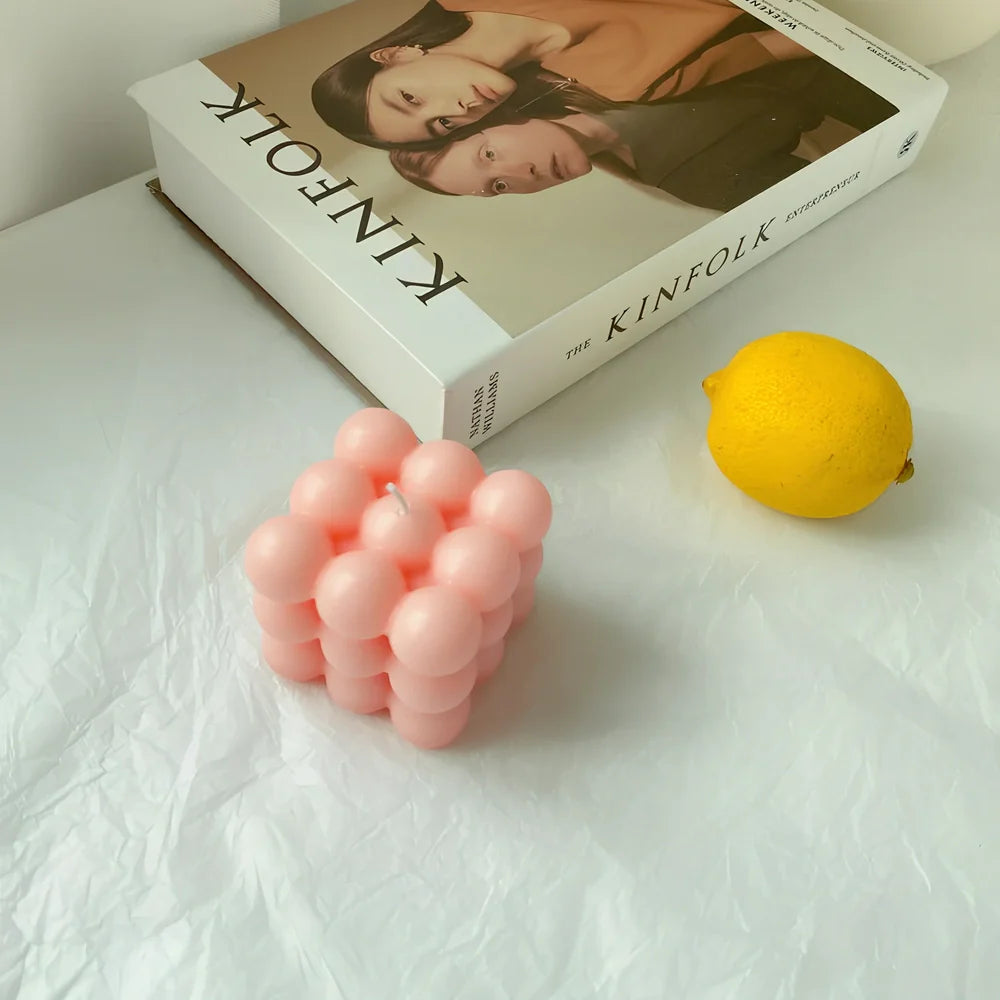 Hand-made soy wax aromatherapy candle measuring 5.5x6x6cm with natural essential oil scent