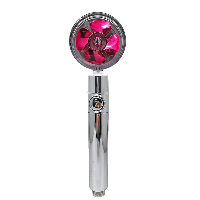 360° Rotating Shower Head with Built-In Fan - Premium ABS Plastic Construction, Water-Saving High-Pressure Spray